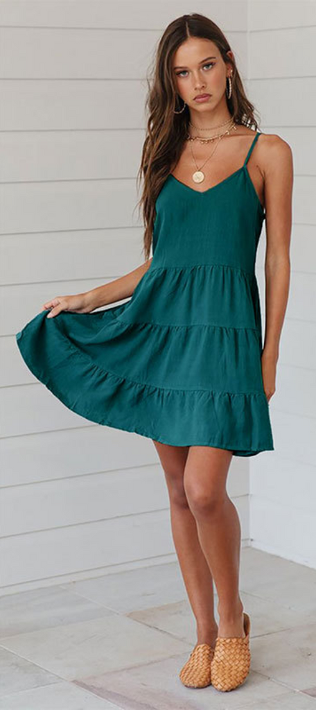 Green Pleated Linen Slip Dress Gabi Swimwear Green Pleated Linen Slip Dress Gabi Swimwear