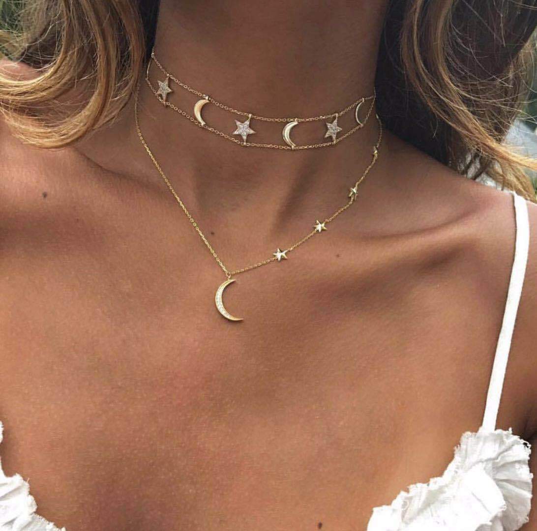 Star Moon Choker Necklace