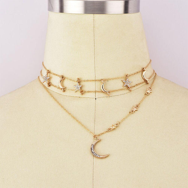 Star Moon Choker Necklace