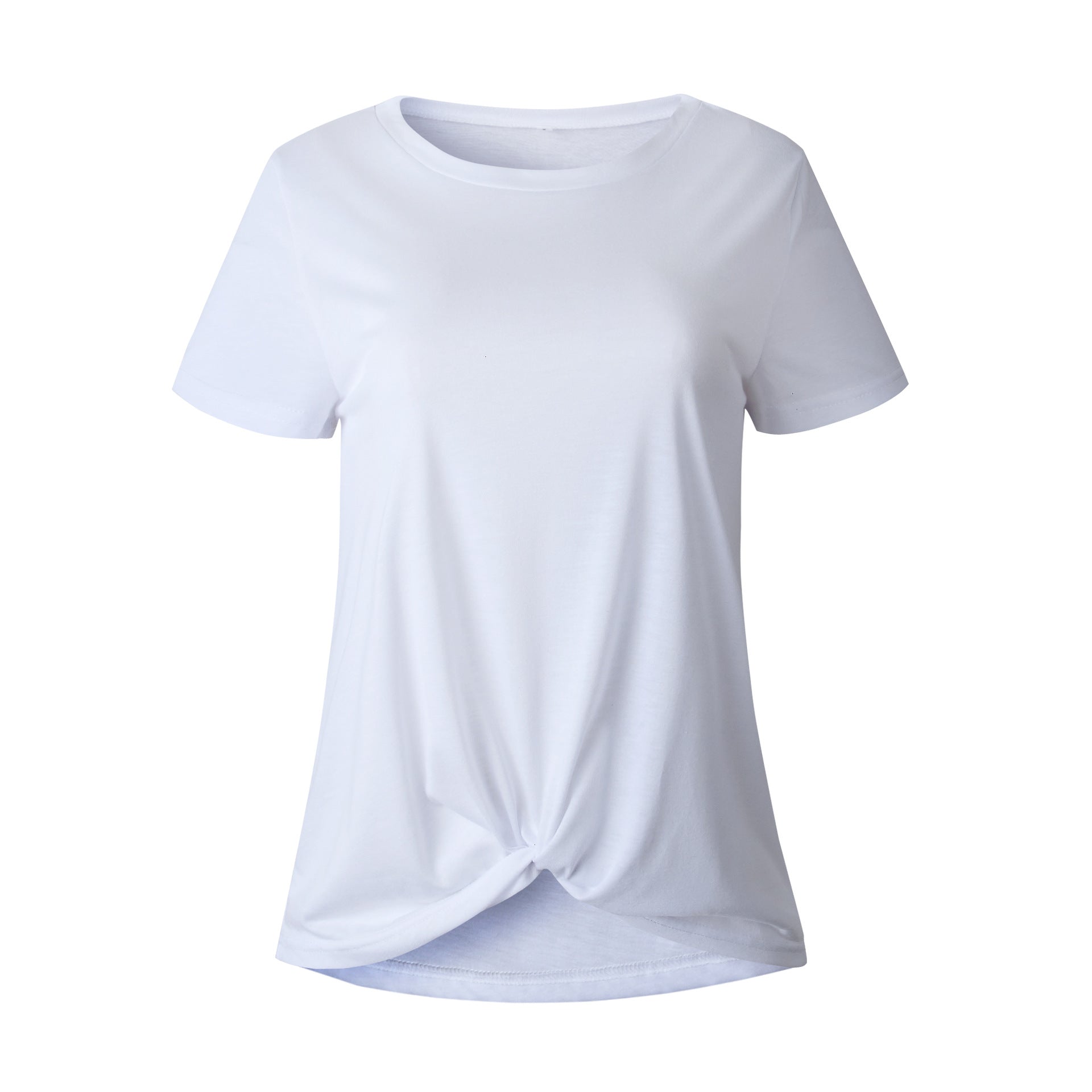 White Front Knot Short Sleeve Tee