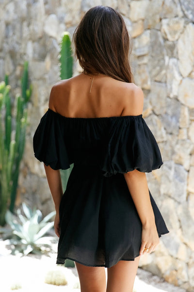 Black Puff Sleeves Dress