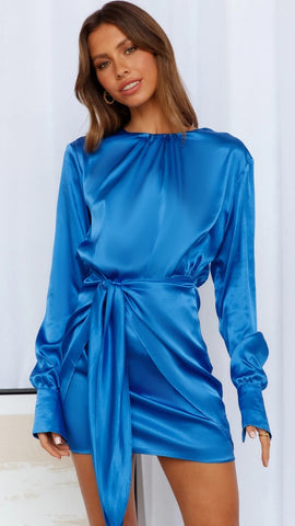 Royal Blue Long Sleeves Mini Dress