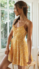 Yellow Tone Floral Mini Dress