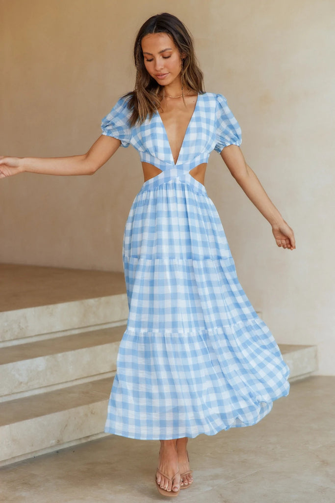 gingham open back dress Gingham Open Back Mini Dress