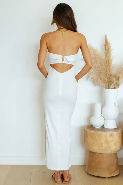 White Bandeau Midi Dress