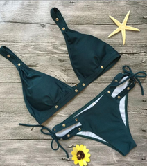 Edgy Studded Triangle Bikini Set