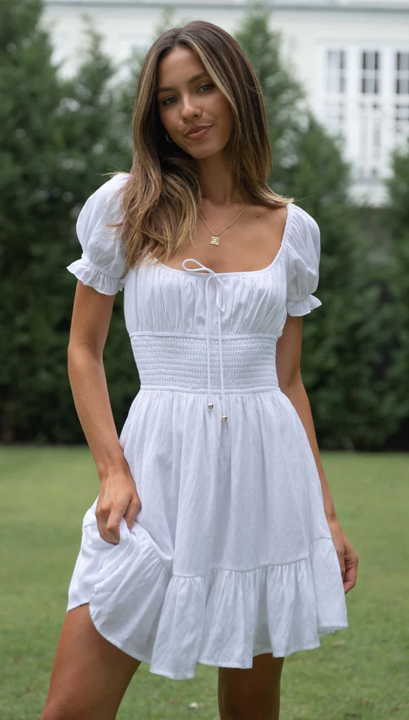 White Front Tie Mini Dress – Gabi Swimwear