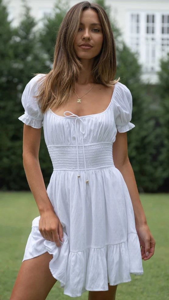 White Front Tie Mini Dress Gabi Swimwear White Front Tie Mini Dress Gabi Swimwear