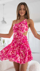 Hot Pink Floral Slip Mini Dress