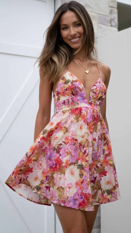 Autumn Floral Slip Mini Dress Gabi Swimwear Autumn Floral Slip Mini Dress Gabi Swimwear