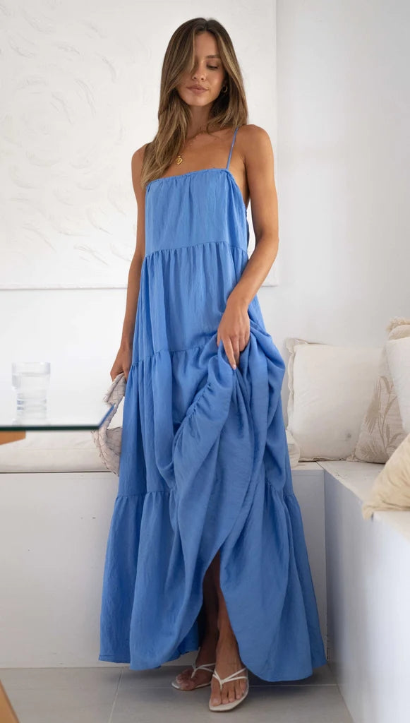 Royal Blue Tiered Maxi Dress Gabi Swimwear Royal Blue Tiered Maxi Dress Gabi Swimwear