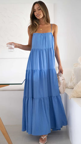 Royal Blue Tiered Maxi Dress