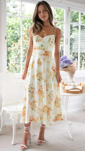 Spring Floral Slip Midi Dress