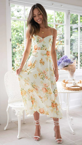 Spring Floral Slip Midi Dress