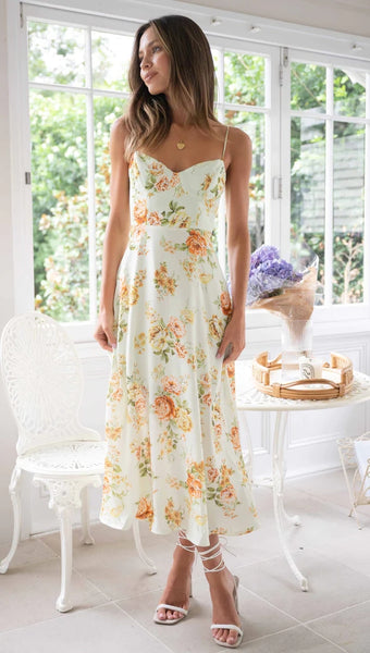 Spring Floral Slip Midi Dress