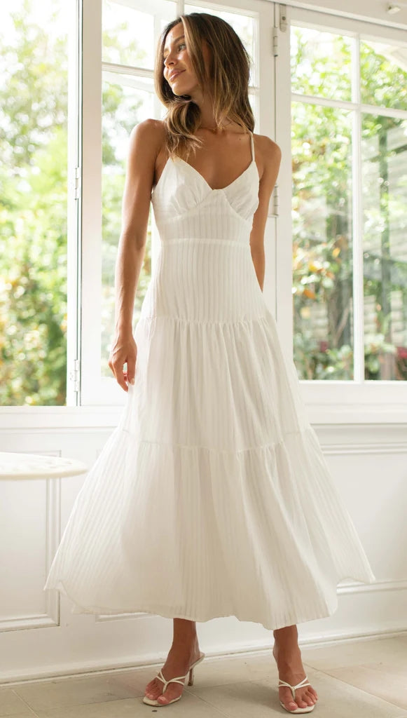 White Slip Babydoll Maxi Dress Gabi Swimwear White Slip Babydoll Maxi Dress Gabi Swimwear