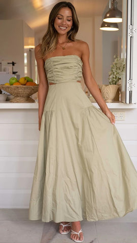 Green Strapless Maxi Dress