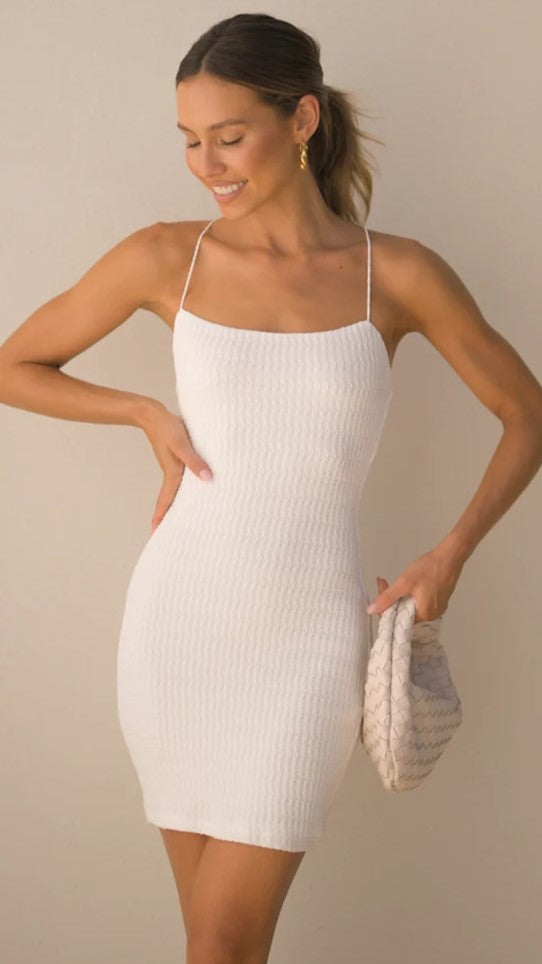 White Knit Bodycon Mini Dress