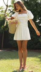 Cream Puff Sleeves Mini Dress