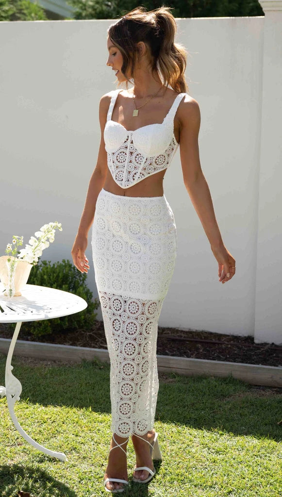 White Crochet Lace Insert Dress