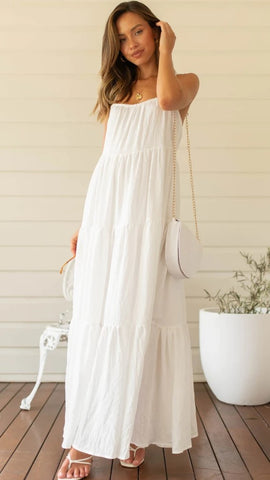 White Tiered Maxi Dress