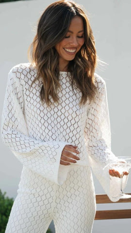 Beige Crochet Knit Top