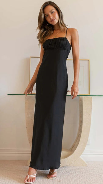 Black Slip Midi Dress