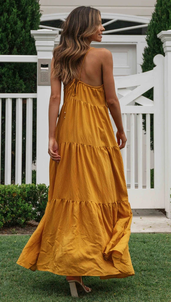Mustard Yellow Slip Maxi Dress