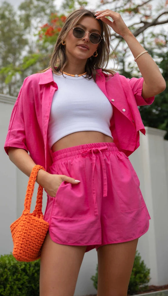 Hot Pink Button Down Top
