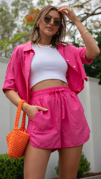 Hot Pink Button Down Top