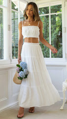 White Tiered Maxi Skirts