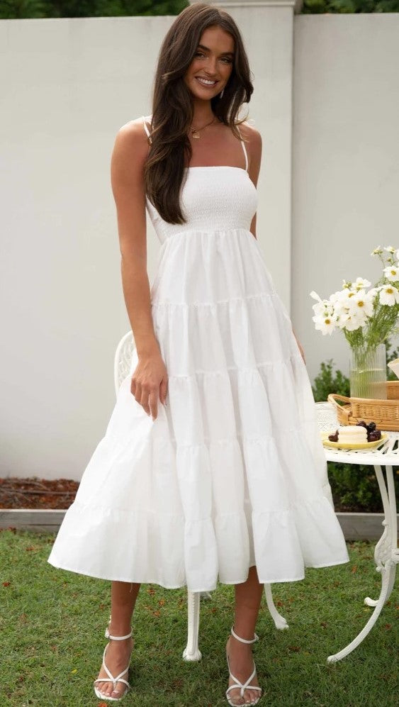 White Slip Midi Dress