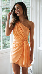 Orange One Shoulder Mini Dress