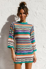 Rainbow Striped Knit Mini Dress