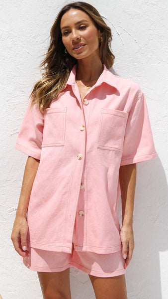 Blush Button Down Top