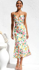 Multicolor Floral Slip Midi Dress