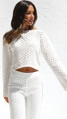 White Crochet Knit Top