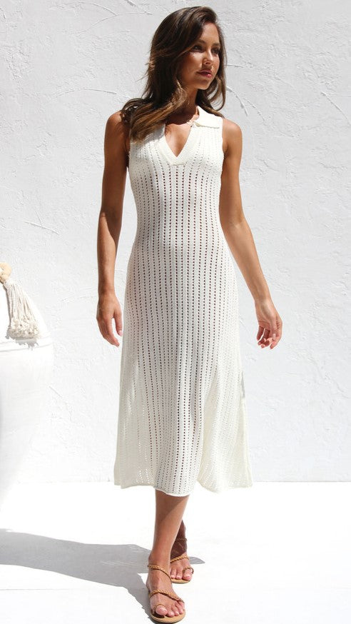 White Crochet Lace Midi Dress Gabi Swimwear White Crochet Lace Midi Dress Gabi Swimwear