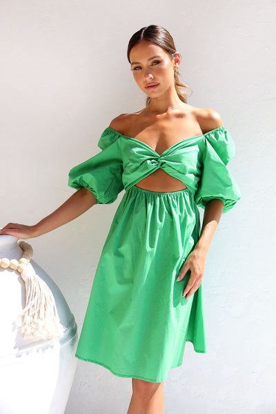 Green Front Twisted Mini Dress