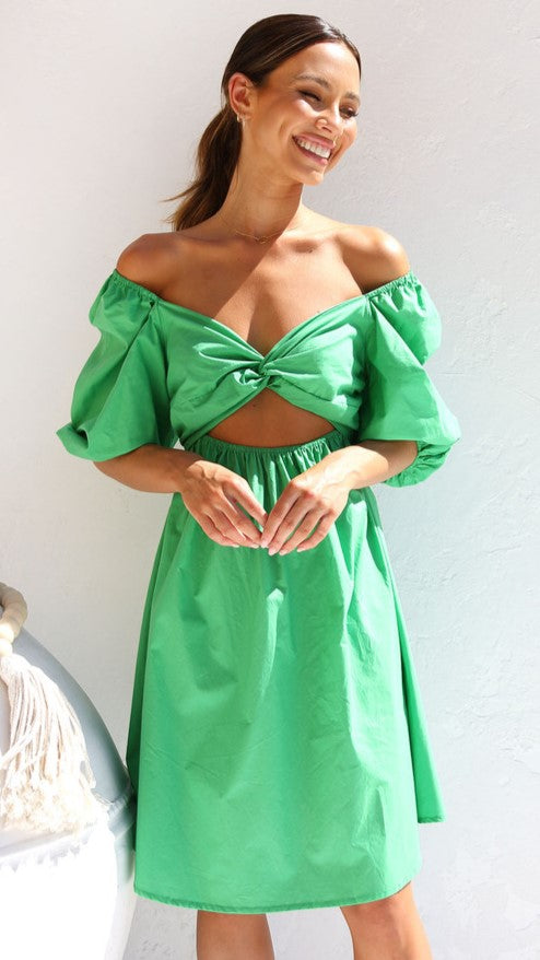 Green Front Twisted Mini Dress Gabi Swimwear Green Front Twisted Mini Dress Gabi Swimwear