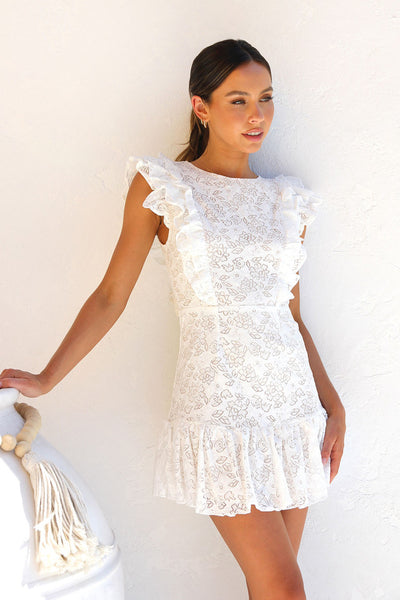 White Crochet Lace Mini Dress