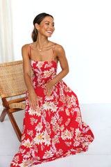 Red Floral Slip Maxi Dress
