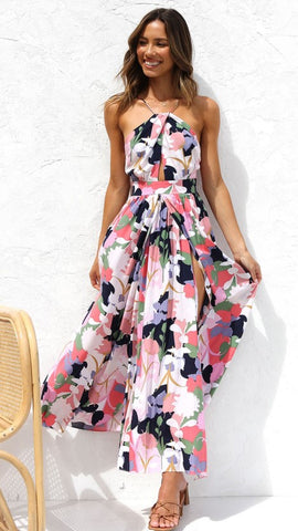 Multicolor Floral Sleeveless Midi Dress