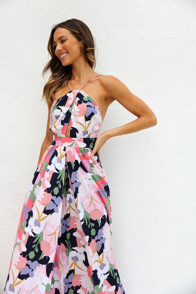 Multicolor Floral Sleeveless Midi Dress