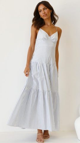 Blue Striped Maxi Dress