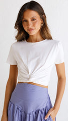White Twisted Trim Cropped Tee