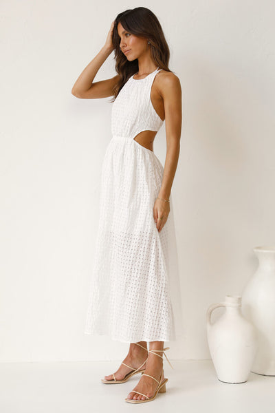 White Cutout Backless Midi Dress