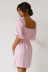 Blush Pink Elasticized Edge Mini Dress