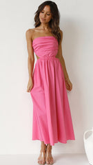 Hot Pink Bandeau Midi Dress