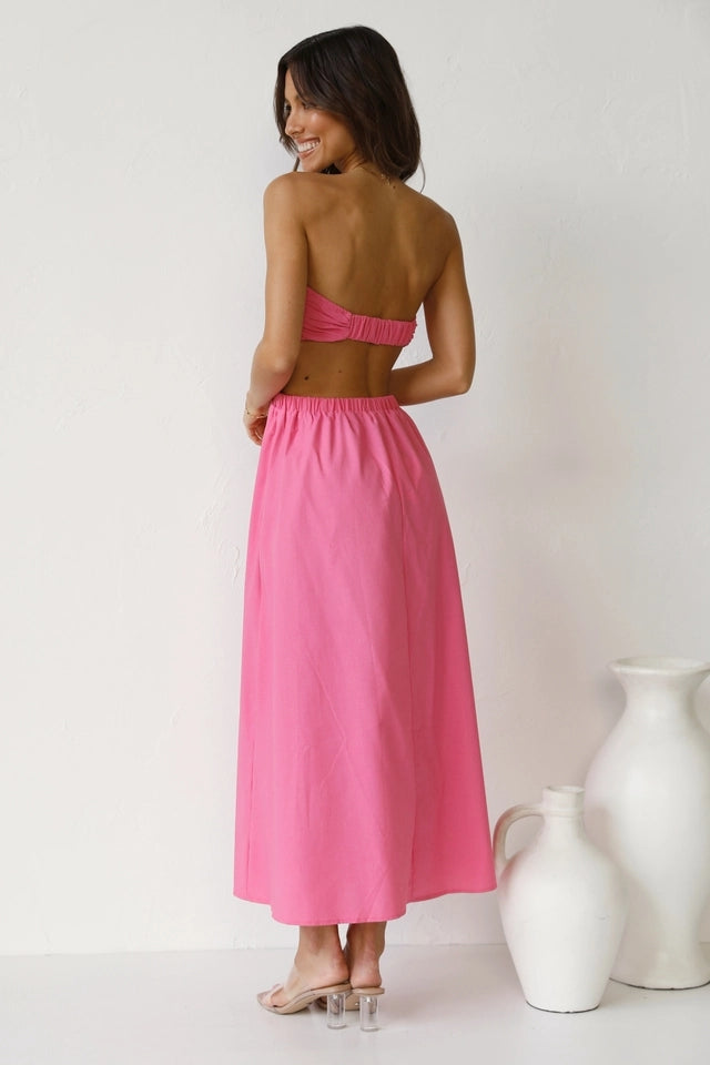 Hot Pink Bandeau Midi Dress Gabi Swimwear Hot Pink Bandeau Midi Dress Gabi Swimwear